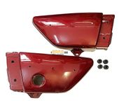 Road Religion Superior-grade Side Panel with Rubber Fittings compatible with Yamaha RX100/ RX135/ RXG135 (Top Grade Plastic - Cherry/Maroon Color)