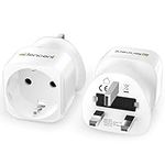 LENCENT 2X EU to UK Plug Adapter, Europe Schuko 2 Pin to 3 Pin UK Travel Adaptor, European Euro to British Adapter- 2 Pack, White