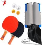 All-in-One Portable Ping Pong Paddles Set, Table Tennis Set with Retractable Ping Pong Net (Up to 72" Wide)