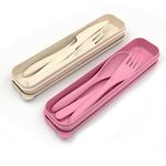 Travel Cutlery Set with Case, 2Pack Plastic Cutlery Set Reusable Plastic Forks Spoon Tableware, Portable Camping Cutlery Set for Adult Travel Picnic Camping or Daily Use