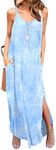 GRECERELLE Women's Summer Casual Loose Dress Beach Cover Up Long Cami Maxi Dresses with Pocket, 13 Fp Tie Dye Blue, X-Large