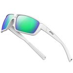 ATTCL Polarized Wrap Sunglasses For Men Cycling Driving Fishing Sports Glasses Ultralight 5001 White+green