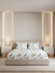 DDECOR Live Beautiful 100% Cotton 145TC Geometric King Bedsheet with 2 Pillow Covers | Rotary Printed Breathable Fabric | 224 CM X 254 CM | Luxury Bedding for Home | Cresta Collection | Milky Blue