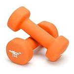 Neoprene Dumbbell Weights (Sold as One Pair) - 0.5kg, 1kg, 2kg, 3kg, 4kg, 5kg - Perfect Hand Weights for Strength Building, Muscle Toning, Home Gym and Rehabilitation. (Orange - 2kg x 2)