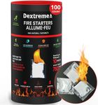 Dextreme Quick Instant Fire Starter 100Pcs - Waterproof All-Purpose Indoor & Outdoor Firestarter, for Charcoal Starter, Campfire, Fireplace, BBQ, Survival and Wood Stove - Odorless and Non-Toxic