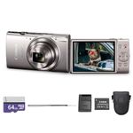 Canon PowerShot ELPH 360 HS A Digital Camera (Silver) | 20.2MP CMOS Sensor, 12x Optical Zoom & Built-In Wi-Fi | Compact Point-and-Shoot for Travel, Family & Everyday Photography (7283C001) + 64GB Card