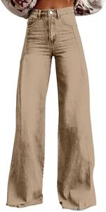 Flare Jeans for Women Vintage Wide Leg Boyfriend Baggy Stretchy High Waisted Trendy Denim Pants with Pockets Beige X-Large