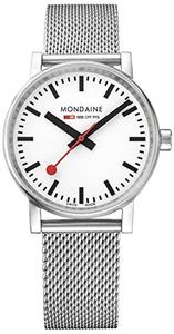 Mondaine evo2 35mm sapphire Watch with St. Steel brushed Case white Dial and stainless steel mesh Strap MSE.35110.SM