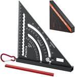 7 inch Set Square Hangable Type, Preciva Speed Square Metric, Aluminum Alloy Roofing Square, Builders Square with Hook, Plumb Function, Multifunctional Carpenters Tools