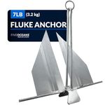 Five Oceans Boat Anchor - Fluke Anchor, 7 Lb, Galvanized Steel Slip Ring Boat Anchor, Boat Anchors, Small Boat Anchor for Kayak, Dinghies Personal Watercraft Paddleboards Canoes Small Boats - FO4556