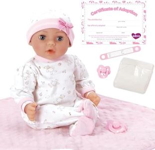 ADORA Realistic 16” Adorable Girl Doll with Complete 9-Piece Accessories includes Pacifier, Hospital Bracelet, Disposable Diaper, Blanket, Crib, Removable Onesie and a Cap -Baby Girl Hope