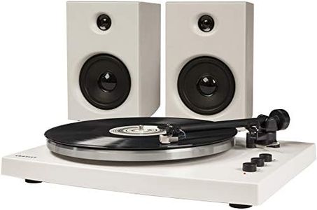 Crosley T150A-WH Modern 2-Speed Bluetooth Turntable System with Variable Weighted Tone Arm and Stereo Speakers, White