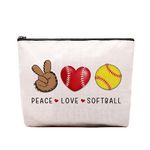 Softball Gifts Makeup Cosmetic Bag for Women, Birthday Gifts for Softball Lovers Players Fans Female Friend, Softball Gifts for Team Coach Women