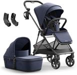 MAMAZING Air Lux Baby Stroller, Strength Carbon Fiber Frame & Only 15.8lbs, Infant Stroller with Bassinet & Cup Holder, One-Hand Compact Folding & Reversible Seat, Soft Insert & Car Seat Adapter