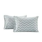 LANE LINEN 100% Cotton Pillowcovers, Pillow Cases Standard Size Set of 2, Fits Standard & Queen Pillows, Luxury 450 Thread Count Sateen Cotton Pillowcases, Soft & Breathable, Chevron - Cool Blue