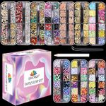 EBANKU 10 Boxes Nail Art Rhinestones Nail Studs Gems Nail Art Crystal Nail Jewels Nail Diamonds with 1 Pc Pick Up Tweezers 1 Pc Wax Pens for Nail Art Supplies Accessories