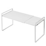 Nxconsu Expandable Cabinet Shelf Organizer Storage Rack Shelf Riser for Kitchen Pantry Cupboard Bathroom Under Sink Counter Countertop Desk Space Saver Freestanding Stackable Heavy Duty Nonslip White