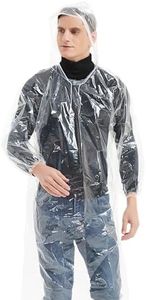 ProtectX 200 Pack Premium Disposable Rain Ponchos with Elastic Cuffs and Drawstring Hood