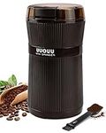 Coffee Grinder with Brush, UUOUU 200W Washable Bowl Spice Grinder with Stainless Steel Blade for Seed Bean Nut Herb Pepper & Grain, Lid Activated Safety Switch, Brown, CG-8320