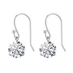 HIGHSPARK 925 Silver Classic Dangle Solitaire Earrings | 92.5 Sterling Silver and Diamond like Brilliance Sparkling Zirconia | Lovely Gift - Classic Dangle