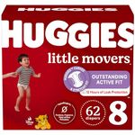 Huggies Size 8 Diapers, Little Movers Baby Diapers, Size 8 (46+ lbs), 62 Count