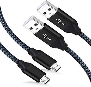 (2Pack) Micro USB Cable 15ft/5M, Extra Long Braided Charge Cords, Micro USB to USB 2.0 for Android/Windows/PS4/Samsung Galaxy S7 S8 Plus, LG G8 V40, GoPro Hero 7 6, Moto,Nokia,HTC (Black Black)