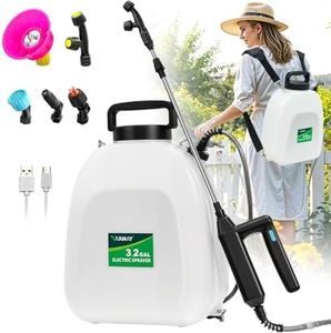 Battery Powered Sprayer 3.2 Gallon, VAXMAY Backpack Sprayer with 5 Mist Nozzles, Electric Garden Sprayer with USB Rechargeable Handle 32" Retractable Wand Portable Weed Sprayer for Lawn, Garden, Yard