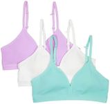 Fruit of the Loom Girls' Soft and Smooth Training Bra, Aruba Blue/Stellar Orchid/White