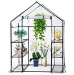 Taylor & Brown Walk In Greenhouse Compact Green House with 4 Shelves and Weatherproof PVC Plastic Cover Plant House/Grow House for Garden and Outdoor Roll up Zip Panel Door Easy No Tool Assembly