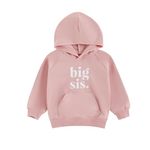 Baby Girl Big Sis Little Sister Sweatshirt Toddler Boy Brother Long Sleeve T Shirts Tops Lil BRO Tees Sibling Matching Outfit (R-Hooded big sis-Pink, 12-18 Months)