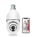 SECURINNOV Light Bulb Wireless IP WiFi,Bulb Camera 360 1080p WiFi Auto Rotation Fish Eye 360 Degree Panoramic Mini Lamp IR CCTV 1080p Home Security Light Wireless CCTV Camera (Light Bulb)