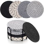 TOOINKCV 8 Pcs Coasters for Drinks, Absorbent Coasters, Cotton Woven Drink Coasters, Braided Coasters Heat-Resistant for Home Coffee Table Desk Cups Tabletop Protection Coasters