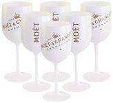 6 x Moët & Chandon Ice Imperial Champagne Acrylic Glass set, 0.45 l mug, goblet, white / gold 6 x Pieces