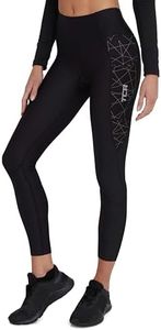 TCA Mallas de Ciclismo Acolchadas 3/4 para Mujeres, Cintura Alta, Transpirables, con Bolsillos, Antideslizantes y de Secado Rápido - Negro Gráfico, S