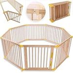 KIDUKU® Baby Child Playpen XXL Foldable Incl. Door, Consisting of 8 Panel, Individually Malleable Play Pen