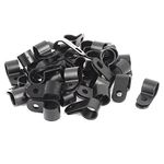 uxcell 50 Pcs Black Plastic R Type Cable Clip Clamp for 12mm Dia Wire Hose