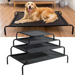 Royalswill Large Elevated Dog Cat Sleep Bed Portable Indoor Relaxing Sleeping Bed Outdoor Camping Basket Raised Cot Breathable Mesh Pet Cot Metal Frame, 114cm x 76cm x 15cm