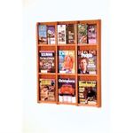 Wooden Mallet Divulge 9 Magazine/18 Brochure Wall Display Rack stand w/Brochure Inserts Medium Oak