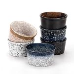 PARMEDU Ceramic Ramekin Set of 6 Porcelain Bowls: 6oz/180ml Souffle Ramekins Ceramic Cups of Zen Style for Puddings, Brulees, Soufflés, Custards, Ice Creams, Dipping Sauces, Dishwasher Oven Safe