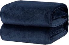Bedsure Fleece Blanket for Bed - Soft Cosy Fluffy Throw Blankets, Warm Large Throws for Audlts, Navy Blue, 220x240 cm