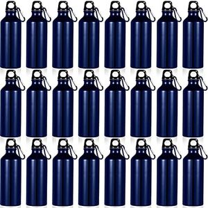 Gandeer 24 Pieces Aluminum Water Bottle 17 oz Leak Proof Sports Bottle Bulk Lightweight Aluminum Bike Water Bottles with Buckle and Twist Cap for Gym Sports Travel Riding Camping Running (Dark Blue)