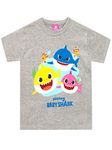 Pinkfong Boys' Baby Shark T-Shirt Grey Size 4