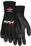 MCR Safety Ninja HPT N9699XL Work Gloves, 15 Gauge Nylon Shell, Hydropellent Technolgy(HPT) Water Repellent Coated Palm & Fingertips, X-Large, black