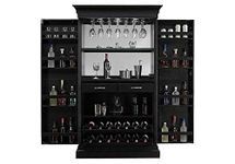 BL Wood Sheesham Wood Bar Cabinet Wine Storage Rack with Glass Holder for Living Room Home (Mahogany Finish)