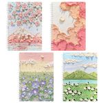 Colacoo Cute Spiral Notebook 4 Pack, Aesthetic College Ruled A5 Lined Journal for Women, Landscape Nature Hardcover Spiral Journal Notebooks for Office School Supplies (120 Pages)