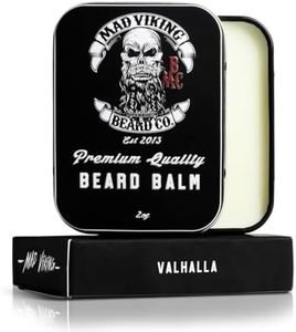 Mad Viking Valhalla Beard Balm – Non-Greasy Balm to Soften and Style with a Medium Hold - Made with Shea Butter, Beeswax & Premium Oils - Smooth Sandalwood & Vanilla Scent, Made in the USA - 2oz