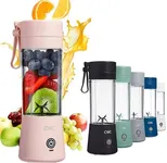 COOK WITH COLOR Mini Portable Blender - 250W Power, 12oz Capacity, Stainless Steel Blade, Wireless/USB Rechargeable, Blush