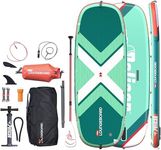 Pelican LoungeBoard Inflatable SUP - Recreational Stand Up Paddle Board - Yoga and Adventure Ready - Bag & Paddle Included - 9ft - Turquoise