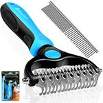 Biosash Dematting Comb for Dogs, Dog Grooming Comb, Double Sided Shedding Dog Grooming Brush, Dematting Undercoat Rake Dog, Cat Grooming Brush, Dog Combs for Grooming Long Hair, Dog Shedding Brush