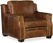 Hooker Furnishings Accent Chair in Full-Grain Leather - Natchez Brown, Dark Wood